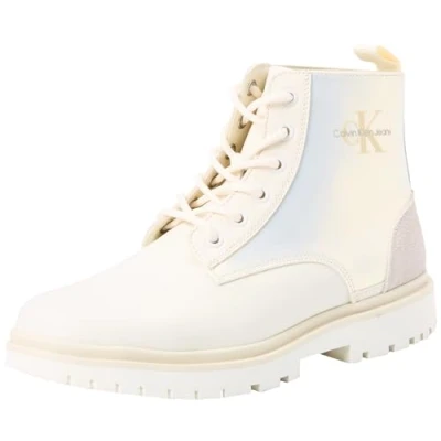 Abbildung von Calvin Klein Jeans Damen Mid Boot Stiefel Eva Lace Up zum Schnüren, Weiß (Creamy White/Eggshell), 38