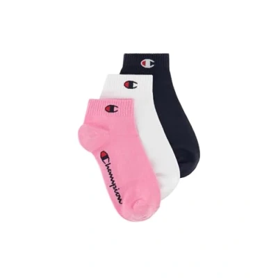 Abbildung von Champion Unisex 3ER Packquarter Basic LOGO Socken, Größe: 35 38, Pink weiß blau