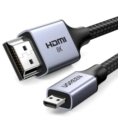 Abbildung von UGREEN Micro HDMI zu 2.1 Kabel 8K 4K@120/240Hz eARC Dolby Atmos HDR Ultra High Speed HDCP Kompatibel mit Raspberry Pi 5/4 Hero 7 Kamera DSLR Portable Monitor Laptop PS5(1M)