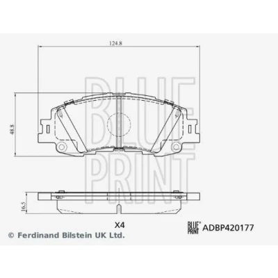Abbildung von BLUE PRINT ADBP420177 Bremsbelagsatz Vorderachse exkl. Verschleißwarnkontakt TOYOTA: Yaris IV (_P21_, _PA1_, _PH1_) 1.5, 1.5 Hybrid, 1.0 2020
