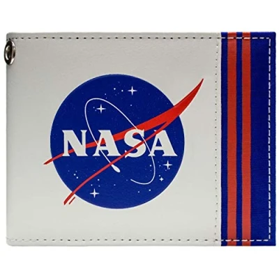 Abbildung von NASA Raumfahrtagentur Patch Astronaut Raumfahrtanzug Geldbörse/Geldbeutel Bi Fold ID &amp; Kartenhalter, Weiß