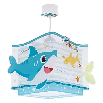 Abbildung von Dalber Lampe Kinderzimmer, kinderlampe Pendelleuchte Hängelampe, Deckenleuchte Kinder, Deckenlampe kinderzimmer Little Shark Haie Tiere, 63472, E27