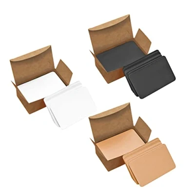 Abbildung von VANRA 300 Stück Blanko Papier Index Karten farbigen Kraftpapier Nachricht für Office Business School Supplies (White/Black/Carft Brown)