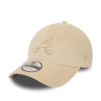 Abbildung von New Era Atlanta Braves MLB Baseball Cap beige Teamlogo gebogener Schirm 9Forty Cord Kappe Hut One Size