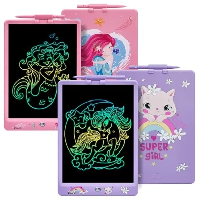 Abbildung von DYNASONIC (Pack 2 DYNA PM) Farb LCD Schreibtablett, 10 Zoll für Kinder, Magnettafel zum Zeichnen, Lernspielzeug, Geschenk Whiteboard