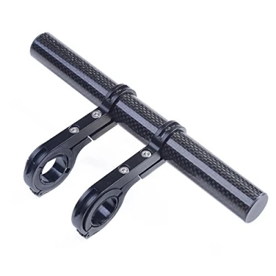 Abbildung von UPANBIKE Fahrrad Taschenlampe Halter Karbonfaser Lenker Zubehör Extender Halterung für Licht, Tacho, Sport Kamera oder Smartphones,Schwarz 20cm Double Clamp, 7.87 inch (Two Clamps)