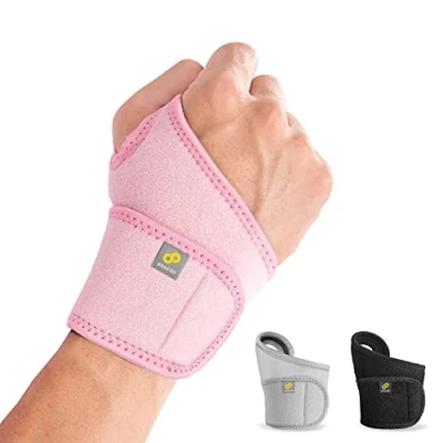 Abbildung von Bracoo WS10 Handgelenk Bandagen für Männer und Damen Verstellbar Bandage Linke Rechte Handgelenkstütze Sport Alltag (Rosa)