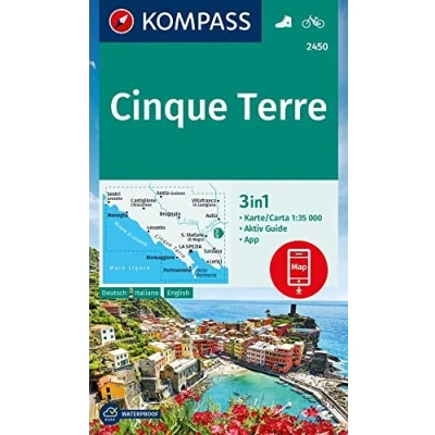 Abbildung von KOMPASS Wanderkarte 2450 Cinque Terre 1:35.000: 3in1 Wanderkarte, mit Aktiv Guide inklusive Karte zur offline Verwendung in der App. Fahrradfahren.