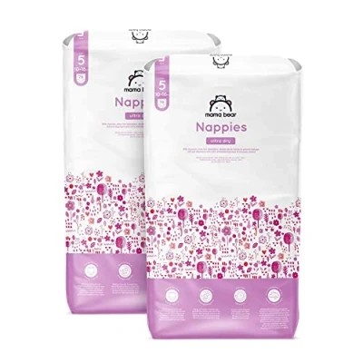 Abbildung von Amazon Marke: Mama Bear Ultra Dry Windeln Größe 5 (10 16 kg) MONATSBOX, Weiß, 152 Stück (2 Packungen mit 76)