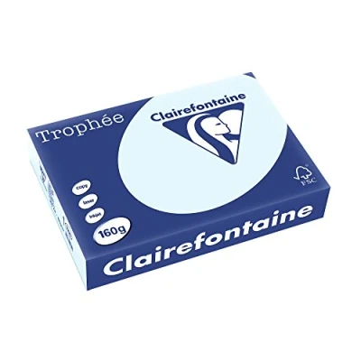 Abbildung von Clairefontaine 2633C Ries Druckerpapier / Kopierpapier Trophee, intensive Farben, DIN A4, 160g, 250 Blatt, Hellblau, 1