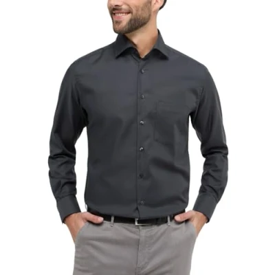 Abbildung von Eterna Strukturiertes Twillhemd Modern FIT Hemd, Herren, Größe: 44x65, Anthrazit
