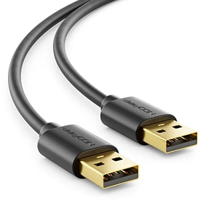 Abbildung von deleyCON 1m USB 2.0 High Speed Kabel Datenkabel A Stecker zu Schnelle und Sichere Datenübertragung Passgenaue Stabile Abwärtskompatibel Schwarz