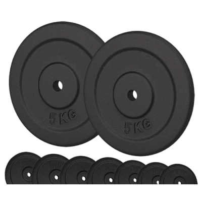 Abbildung von G5 HT SPORT Hantelscheiben aus Gusseisen, Lochdurchmesser 25 mm, für Fitnessstudio und Home Gym von 0,5 bis 20 kg Hanteln Langhanteln (2 x 5 kg)