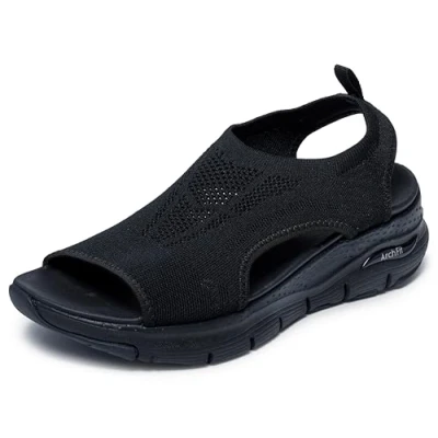 Abbildung von Skechers Arch Fit City Catch Damen Sandalen, Black Knit, 36 EU