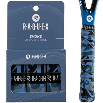 Abbildung von Raquex Evoke Camo Overgrip Tennisschläger Grip Tape Schläger Anti Rutsch Band Übergriff für Tennisschläger, Badminton und Squash 3er Pack Tarnmuster
