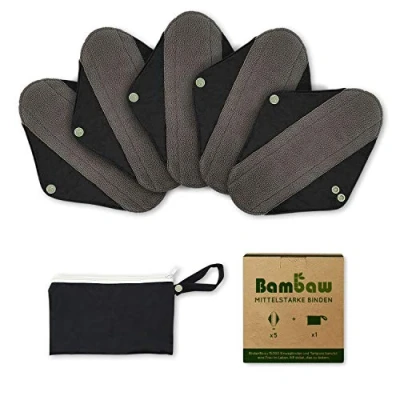 Abbildung von Waschbare Slipeinlagen mit Diskreter Damenbinden Tasche Mittelstarkes Set Zero Waste Binden Waschbar Wiederverwendbare Umweltschonende Produkte Bambaw
