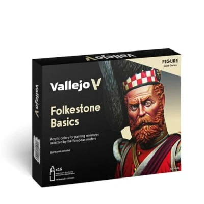 Abbildung von Vallejo, Acryl, 070101 Farbset, Folkstone Basics, 16 x 17 ml, Beige/Blau/Braun/Gold/Grün/Grau/Orange/Rot/Silber/Gelb