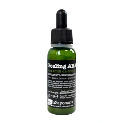 Abbildung von La Saponaria AHA Peeling Serum, Exfolierend, Tiefenreinigung, Unreinheiten, Anti Aging, Matte Haut, Natürlich, Für alle Hauttypen, Vegan, Tierversuchsfrei, Recycelte Verpackung, Bio, 30ml