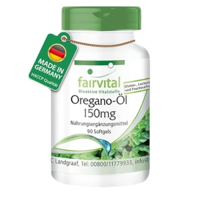 Abbildung von Fairvital Oregano Öl Kapseln 150mg 90 Softgels HOCHDOSIERT Oil 10:1 Extrakt Origanum vulgare