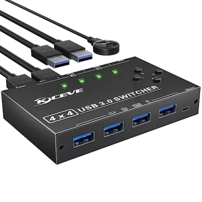 Abbildung von USB 3.0 switch 4 PC, YOUTINGHDAV in out 3.0, PC Box für Tastatur, Maus, Drucker, Scanner, Keyboard and Mouse mit Wired Remote und Kabeln