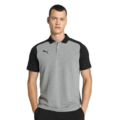 Abbildung von Puma Teamcup Casuals MIT Knopfleiste UND LOGO Poloshirt, Herren, Größe: Large, Grau
