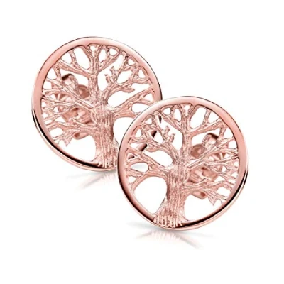 Abbildung von MATERIA Rosegold Ohrstecker Lebensbaum rund 925 Silber Ohrringe Gold vergoldet keltisch für Damen Mädchen SO 387 14mm