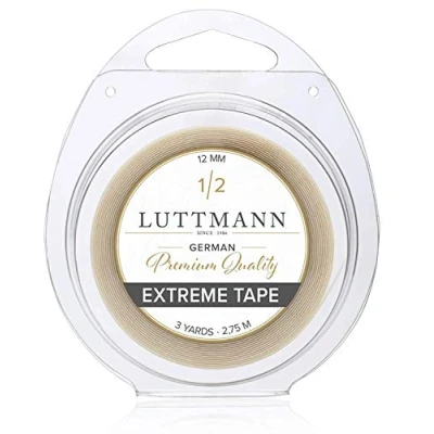 Abbildung von LUTTMANN® extreme Tape Premium Quality Hold Klebeband Kleberolle Lacefront transparent für Haarsysteme, Haarteile, Perücken, Toupets &amp; Extensions in verschiedenen Größen (12 mm x 2,75 m)