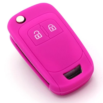 Abbildung von Schlüssel Hülle OE für 2 Tasten Auto Silikon Cover von Finest Folia (Neon Pink)