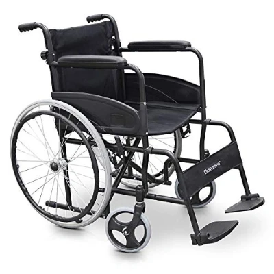 Abbildung von QUIRUMED Stahlrollstuhl, Modell EASY COMPACT, faltbar, Sitz 46 cm, leicht, Dokumententasche, für ältere Menschen, Behinderte, bis zu 110 kg