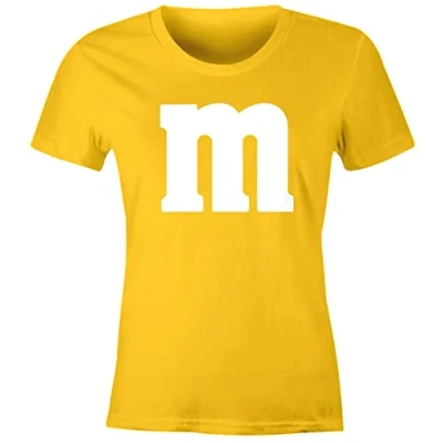 Abbildung von MoonWorks® Damen T Shirt Gruppen Kostüm M Aufdruck Fasching Karneval Verkleidung gelb L