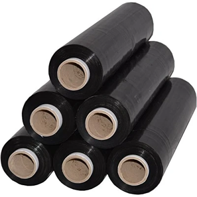 Abbildung von 6 Rollen Beste Folie Stretchfolie 23my 500mm 2,5kg Palettenfolie Handfolie Wickelfolie (schwarz)