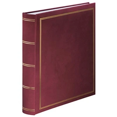 Abbildung von Hama Super Jumbo Fotoalbum London 34x35 cm (Fotobuch mit 80 weißen Seiten, Album für 480 Fotos zum Selbstgestalten und Einkleben, Photoalbum Pergamin Trennblättern) bordeaux