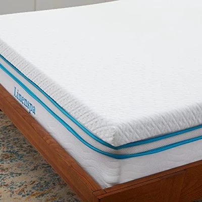 Abbildung von Linenspa Matratzen Topper 140 x 200 cm, 7,5cm hoch Matratzenauflage mit Gel Memory Foam und waschbarem Bezug Reißverschluss Öko Tex, Weiß