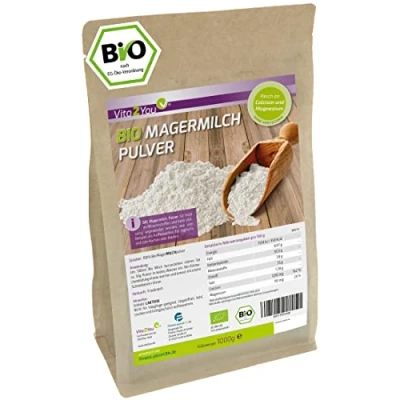 Abbildung von Vita2You Bio Magermilchpulver 1000g 100% Qualität zum Backen Kaffeeweißer Milchpulver für Joghurts 1kg Premium
