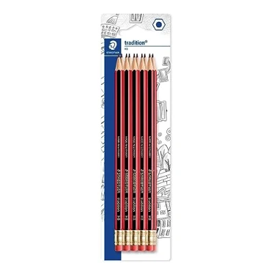 Abbildung von STAEDTLER Traditionsbleistifte HB, mit Radiergummi in Klarsichtverpackung HB 10er Pack Schwarz