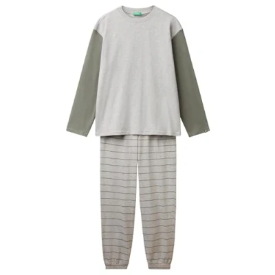 Abbildung von United Colors of Benetton IN PURE SET Pyjama, Herren, Größe: Medium, Grey