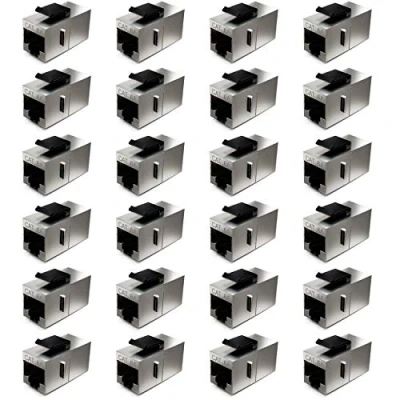 Abbildung von deleyCON 24x CAT6a Keystone Modul Patchkabel Kupplung Verbinder Geschirmt 2x RJ45 Buchse Netzwerk Patchpanel Keystonehalterung Erweiterung