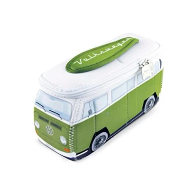 Abbildung von BRISA VW Collection Volkswagen Neopren Universal Schmink Kosmetik Kultur Reise Apotheke Tasche Mäppchen Beutel im T2 Bulli Bus (Grün &amp; Weiß/Klein)