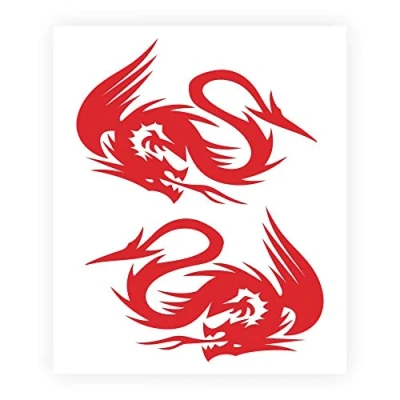 Abbildung von 4R Quattroerre.it 15855 Vorgeschnittene Aufkleber Drachen rechts und Links, Rot, 10 x 12 cm