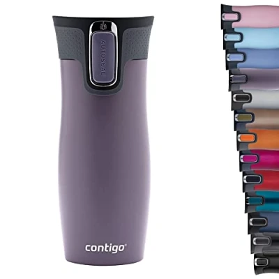 Abbildung von Contigo Unisex Adult West Loop Autoseal Thermobecher, Edelstahl Isolierbecher, Kaffeebecher To Go, BPA frei, auslaufsicherer Reisebecher mit Easy Clean Deckel, hält bis zu 5h warm, 470 ml, Dark Plum
