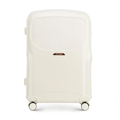 Abbildung von WITTCHEN Stilvoller Großer Koffer Trolley Strapazierfähigem Polycarbonat 4 Doppel Lenkrollen TSA Zahlenschloss 4,6 Kg 101 L Größe Creme Elemente in Roségold