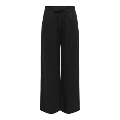 Abbildung von JdY Damen Hose hohe Taille weiter Beinschnitt Kordelzug Seitentaschen Loose Fit, Farben:Schwarz 3, Größe:S / 32L, Beinlänge:L32