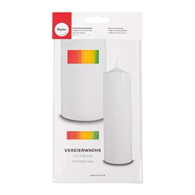 Abbildung von Rayher HOBBY 31545990 Verzierwachs Regenbogen, Längsstreifen, Verzierwachsplatte 20 x 10 cm, Wachsfolie zum Kerzen verzieren, Kerzenwachs,