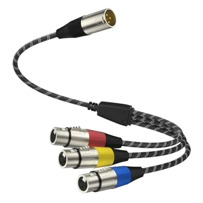 Abbildung von J&amp;D XLR Splitterkabel, Vergoldetes 3 Pin 1 Männlich auf Weiblich Adapter, Ausgeglichenes Mikrofonkabel für Mixer, AMP, Limiter, Lautsprecher, Aufnahmegeräte, 0,48 m