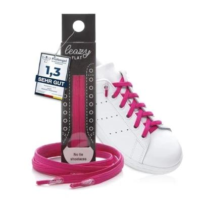 Abbildung von leazy flat Schnürsenkel, Neonpink, S: Bis 4 Ösen pro Seite, 1 Paar