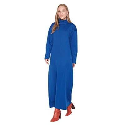 Abbildung von Trendyol Damen Woman Midi Bodycon rolkraag tricot jurk Kleid, Schwarz, M EU
