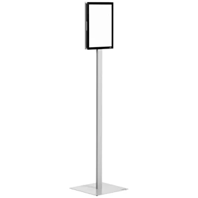 Abbildung von Durable Infoständer mit drehbarer A4 Tafel, zweiseitig lesbar, zwei schwarzen Magnetrahmen, grau, 501257