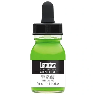 Abbildung von Liquitex 4260740 flüssige Professional Acrylfarben Ink, Tusche, 30 ml, hochpigmentierte Airbrushfarbe, limettengrün lebhaft