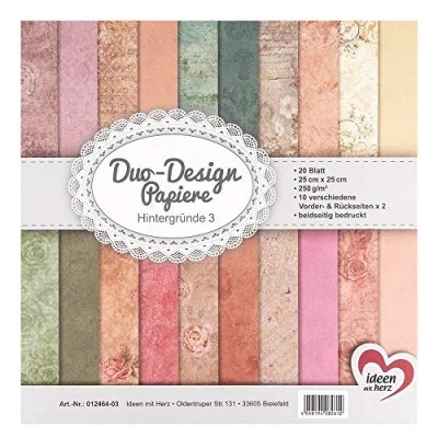 Abbildung von Ideen mit Herz Duo Design Papiere Block 20 Blatt Bastelpapier 25 x cm 250g/m² beidseitig bedruckt Designpapier, Motivpapier ideal für Scrapbooking, Basteln (Hintergründe 03)