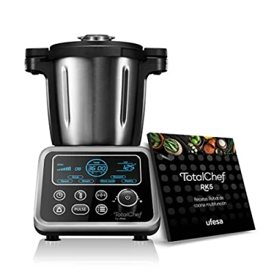 Abbildung von Ufesa Totalchef RK5 Küchenmaschine mit mehreren Kochprogrammen, 1700 W Leistung, LCD Display, Kanne 3,5 l Fassungsvermögen, inkl. Rezeptbuch und integrierter Waage